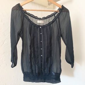 Sheer Navy Abercrombie & Fitch Blouse